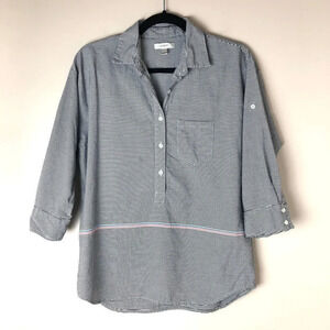 J.Crew | Colored Striped Half Button Popover Shirt